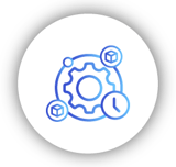 Icono circular blanco y celeste stock Icono circular blanco y celeste stock